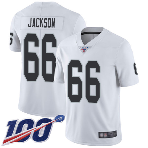 Men Oakland Raiders Limited White Gabe Jackson Road Jersey NFL Football #66 100th Season Vapor Jersey